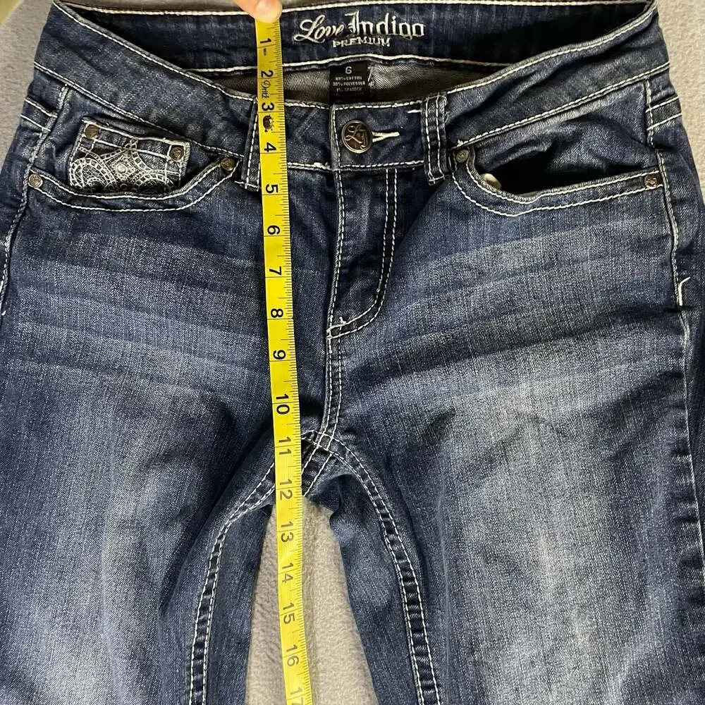 Y2k Love Indigo Women's Boot Cut Jeans with Embroidered Back Pockets Size 6